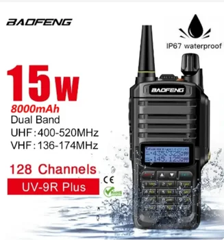 15W 8000mAh Baofeng walkie-talkie UV-9R plus amatérske rádio vodotesný IP67 UHF/VHF 10-20KM vysoký výkon walkie-talkie obojsmerná radi
