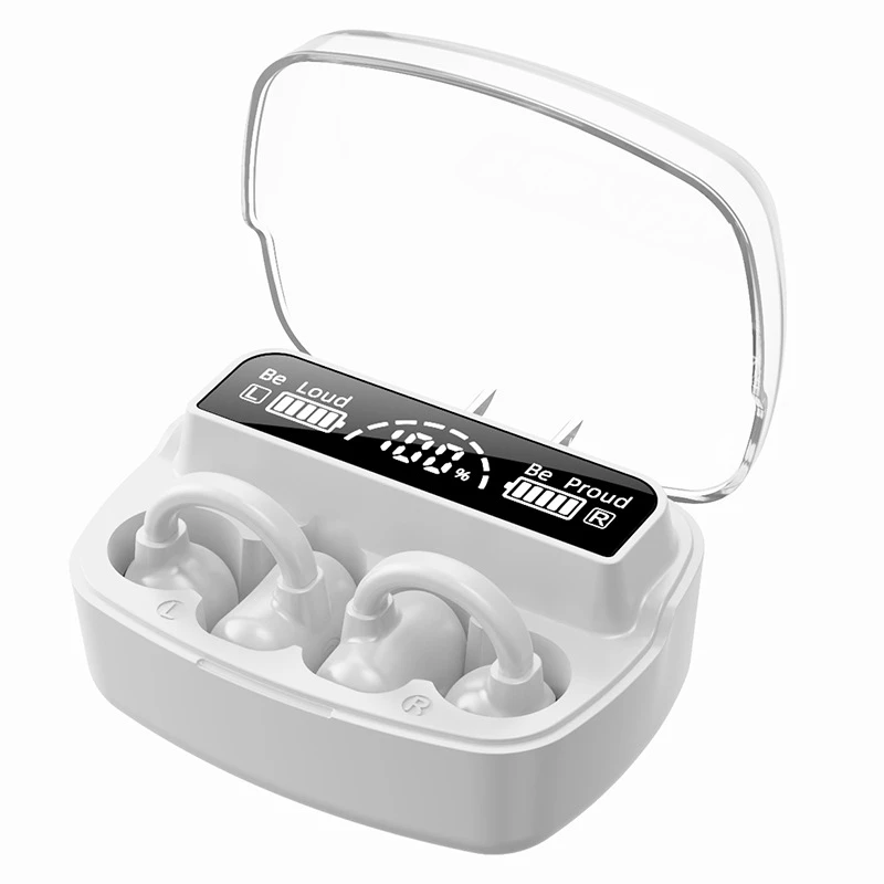 A80 Nie V Uchu, Športové Bezdrôtové Bluetooth Headset 5.3 Ucho Klip Typ Ultra-Dlhá Životnosť Headset, Biela