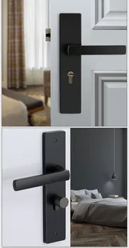 230mm American Black Silver Dvere Spálne Zámok Moderné Jednoduché, Pevné Drevené Dvere Zámok Rukoväť Zámok Bezpečnostný Tichý Interiérové Dvere Zámok