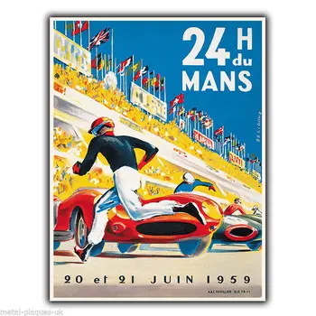 24 Heures du Mans Le Vintage Retro Inzerát KOVOVÝCH STIEN PRIHLÁSIŤ DOSKA plagát, tlač