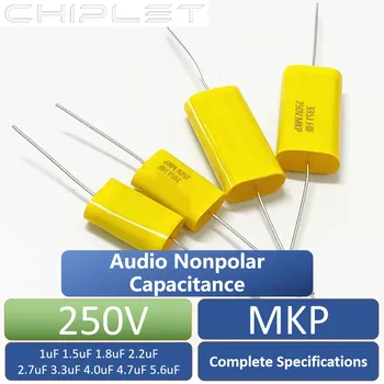 250V Axiálne Audio Nonpolar Kapacita MKP 5% (J) 1uF 1.5 uF 1.8 uF 2.2 uF 2.7 uF 3.3 uF 4.0 uF 4.7 uF 5.6 uF 105 155 185 225 275 335 405