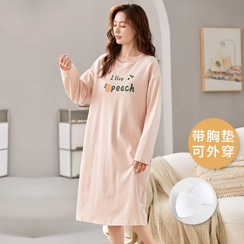 2023 Nové Jeseň Plus Veľkosť Bavlna, Dlhý Rukáv Nightgowns pre Ženy kórejský Voľné Sleepwear Noc Šaty Nightdress Domov Šaty Nighty