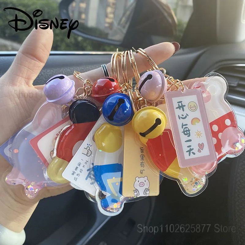 Disney Mickey Minnie Prívesok Quicksand Olej Taška Auto Keychain Mobilný Telefón Batoh Závesné Príslušenstvo Šperky Deti Darček K Narodeninám
