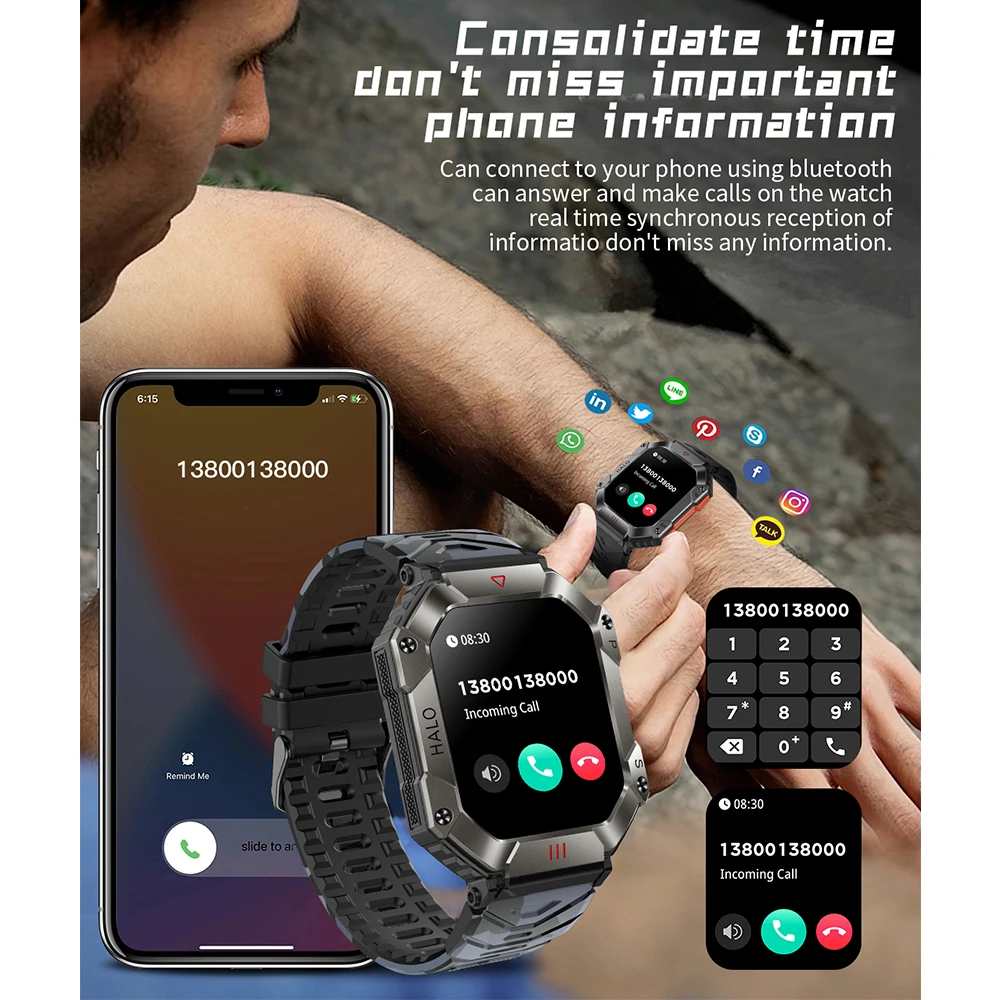 LEMFO KR80 Smart Hodinky Pre Mužov Bluetooth Hovor Volí Vlastné Srdcovej frekvencie, Krvného Tlaku Sledovať Športové Smartwatch Pre Android iOS