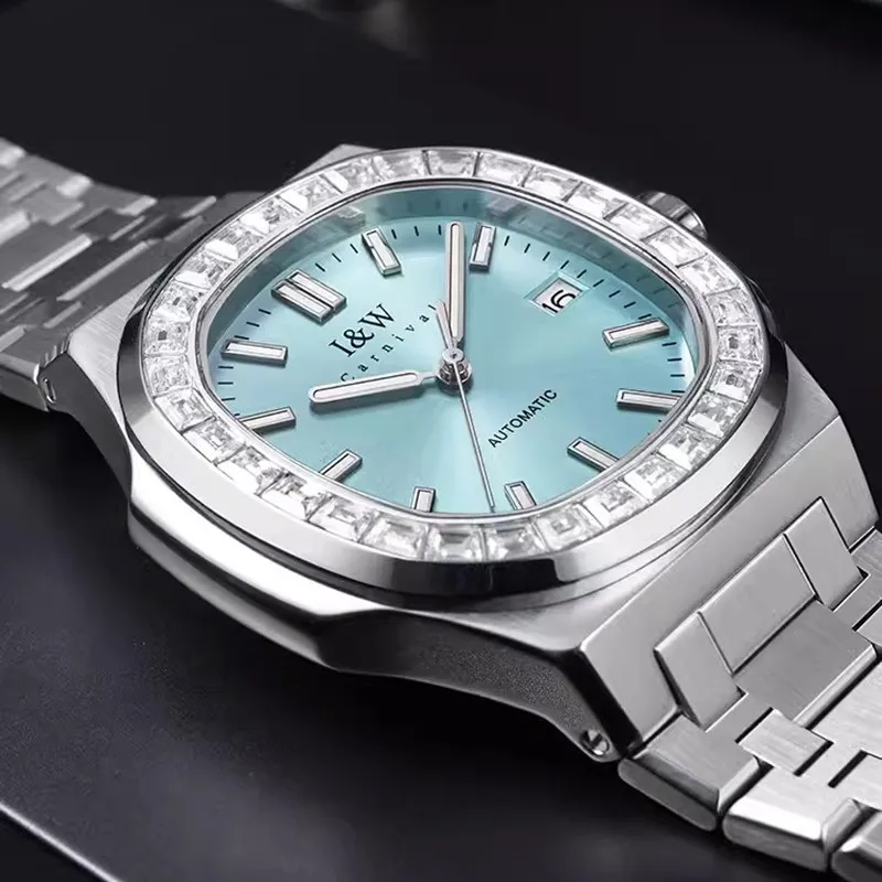 Reloj Hombre KARNEVAL Mechanické Obchodné Hodinky pre Mužov Značky Luxury Diamond Automatické Náramkové Hodinky 30 M Vodotesný Montre Homme