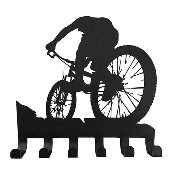 2X Horský Bicykel zariadenie Stojan Kovovej Steny Výzdoba jazda na Horských Bicykloch Wall Art Požičovňa Umenie Siluetu Stenu, Nálepky Black Rack