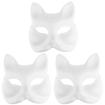 3 Ks Maska Halloween Kostýmy Prázdne Nedokončené Papier DIY Biele Masky Remeselníci Muži Ženy