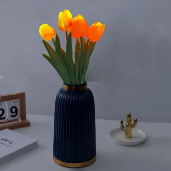 3 Tulipán LED Umelé Kvety Svetlo Simulované Kvety Atmosféru Lampa Batérie Powered Energeticky Efektívne, Bezpečné pre Kaviareň Dekorácie