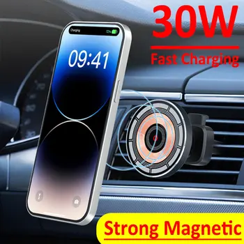 30W Magnetické Auto Bezdrôtovú Nabíjačku Air Vent Telefón Mount Držiak pre iPhone 14 13 12 Pro Max Macsafe Auto Rýchlo nabíjacia Stanica