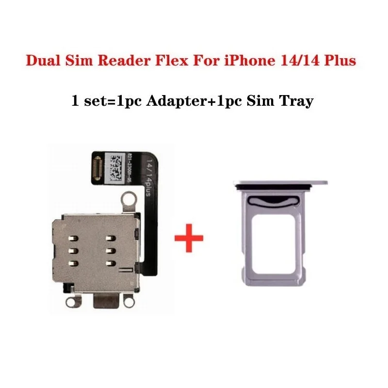 10sets Dual Sim Kariet Konektor Flex Kábel + Zásobník Slot Držiaka Adaptéra PartFor iPhone 14/14 Plus