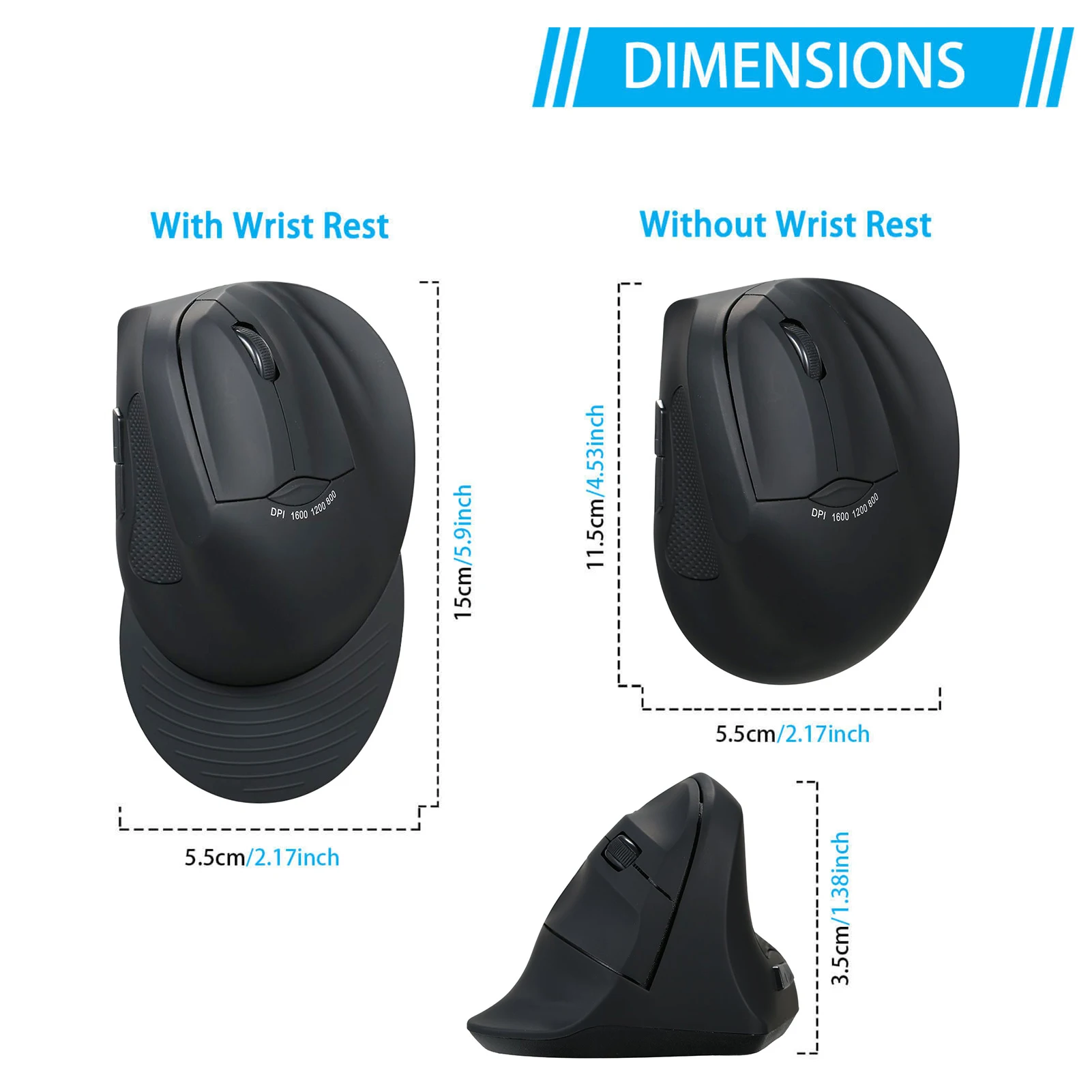 2.4 G Bezdrôtová Optická Myš Vertikálne Myši 6 Kľúče, Ergonomické Kancelárske Myší s 1600 DPI Mouses pre PC, Notebook