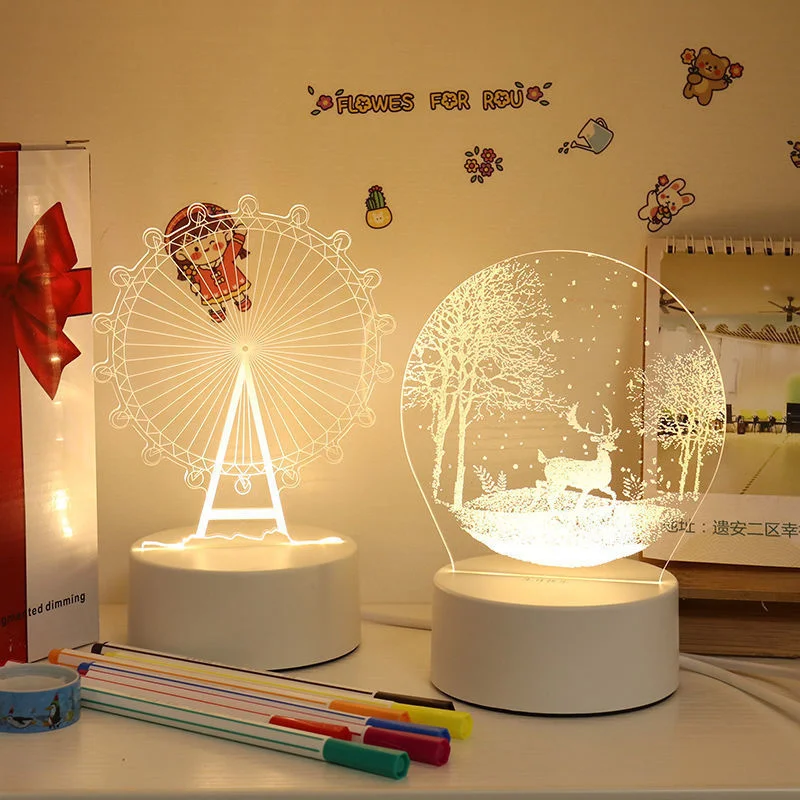 3D Akrylové Nočné Svetlo USB LED Svetlo, Spálňa Lampa Vianoce, Narodeniny, Party valentínska Výzdoba Detí Darček Nočného