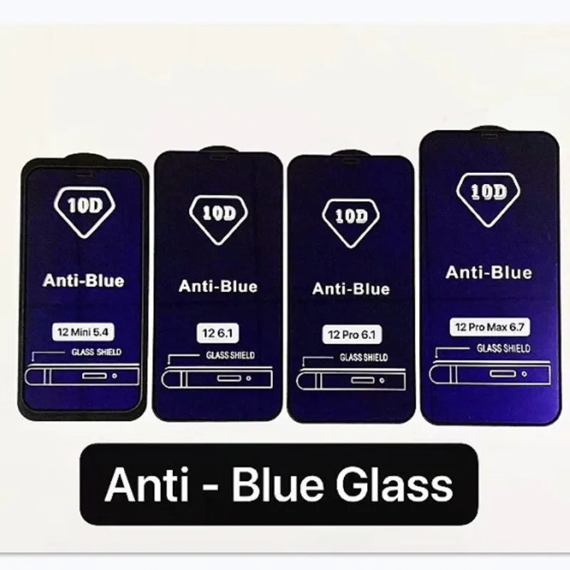 500pcs 10D Anti-Modrá Tvrdeného Skla Kryt na Obrazovku Film Štít Pre iPhone 15 Pro Max 14 Plus 13 Mini 12 11 XS XR X 8 SE