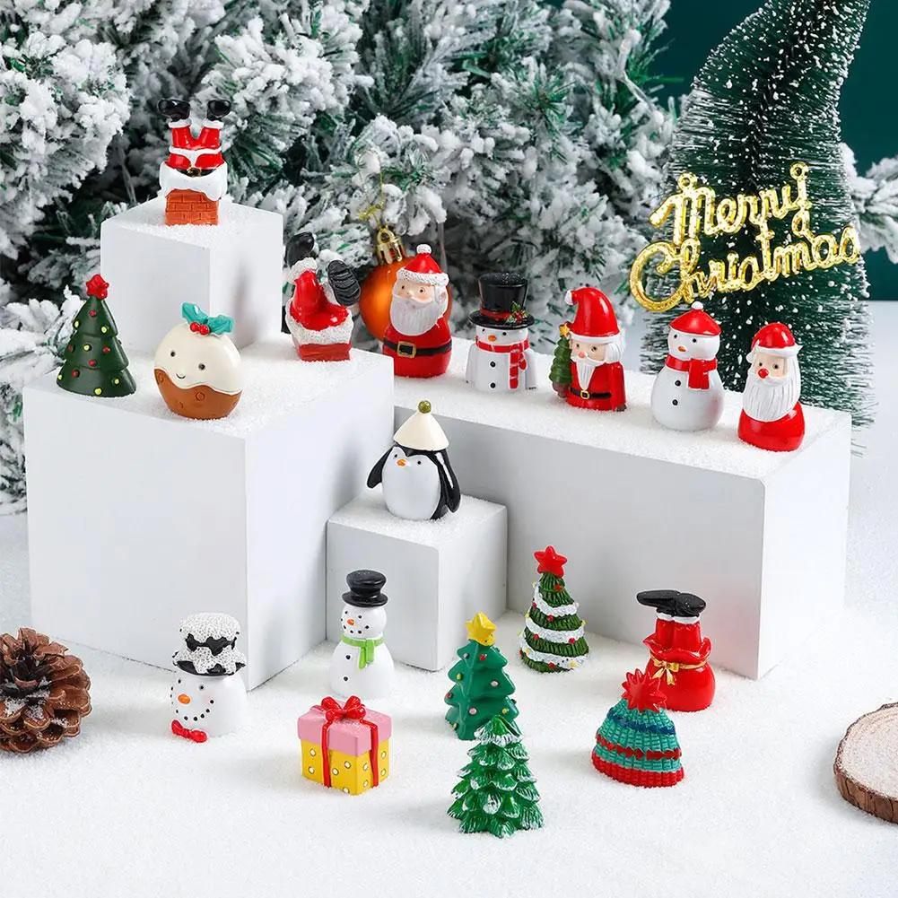 Mini Živice Santa Claus Snehuliak Strom Vianočné Dekorácie Miniatúrne Ozdoby Krajiny Záhrada Micro Výzdoba Domov Figúrka DIY W9I3