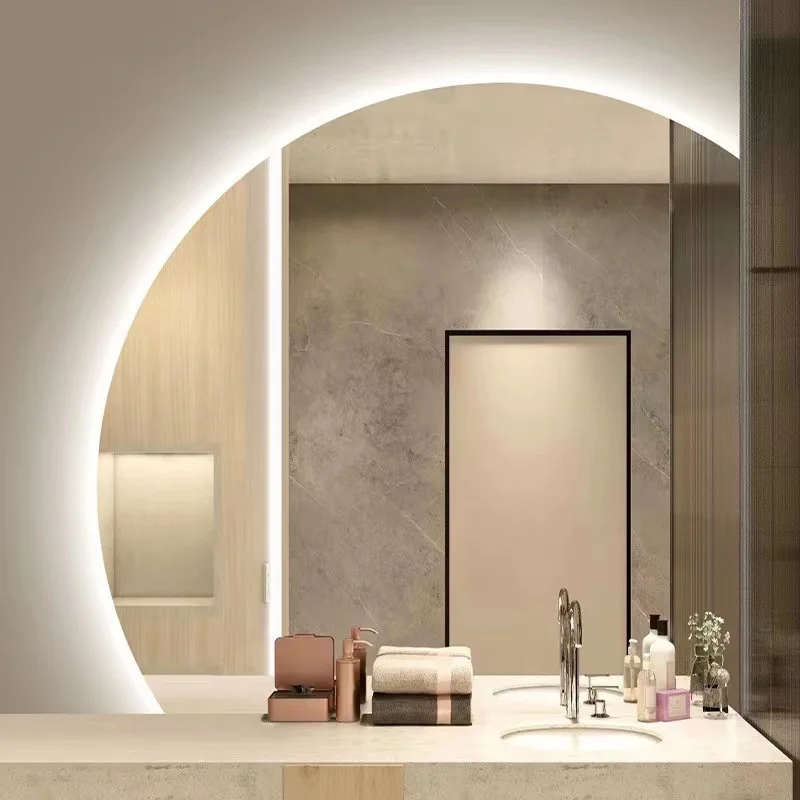 Nepravidelný Make-Up Kúpeľňa Zrkadlo Led Svetlo Sklo Smart Obliekanie Kúpeľňa Zrkadlo Estetické Luminated Porovnanie Domova
