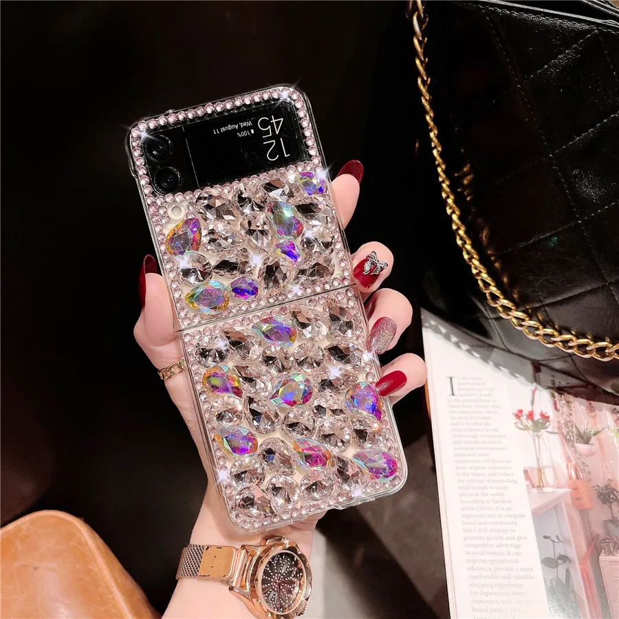 Nový Lesk Diamond Telefón Prípade Drahokamu Bling Kryt Pre Samsung Galaxy Z Flip 5 Flip5 Samsung Z Flip 4 3 Flip3 Prípade
