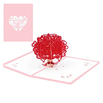 3D Láska Strom Pop-Up Pohľadnice na Valentína Zapojenie Svadobné Pozvánky Priateľku, Manželku, Výročia, Narodeniny Darček