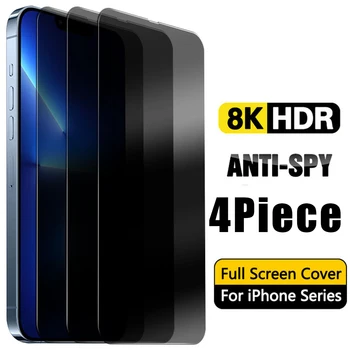 4 KS!Anti-Spy Screen Protector pre iPhone 7 8 14 Plus 12 13 Mini XR SE 2020 Tvrdeného Skla pre iPhone 12 13 14 Pro Max Súkromné