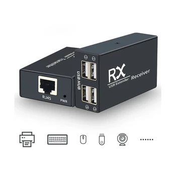 4 Port USB 2.0 Hub USB Extender Cez RJ45 Ethernet, Cat5e/6 AŽ 120M USB, RJ45 Extender podporu Klávesnice, myši, tlačiarne, kl ' úč