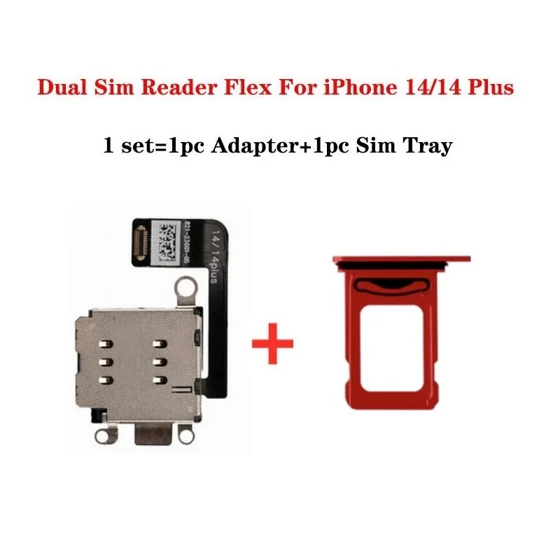 10sets Dual Sim Kariet Konektor Flex Kábel + Zásobník Slot Držiaka Adaptéra PartFor iPhone 14/14 Plus