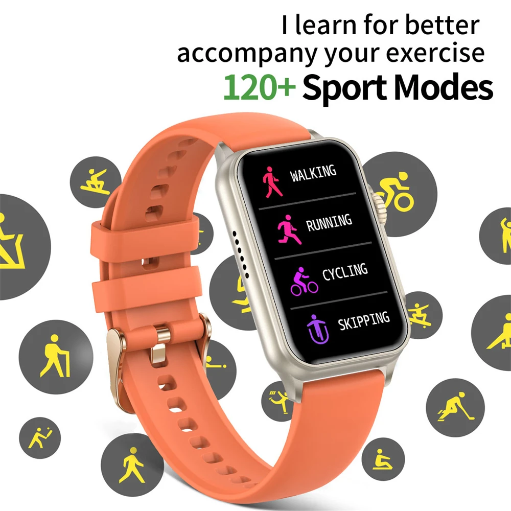 2023 Nové Bluetooth Hovor Smart Hodinky Muži Ženy 1.57-palcový Full Touch Fitness Tracker Hodinky 120+Športové Nepremokavé Smartwatch Ženy