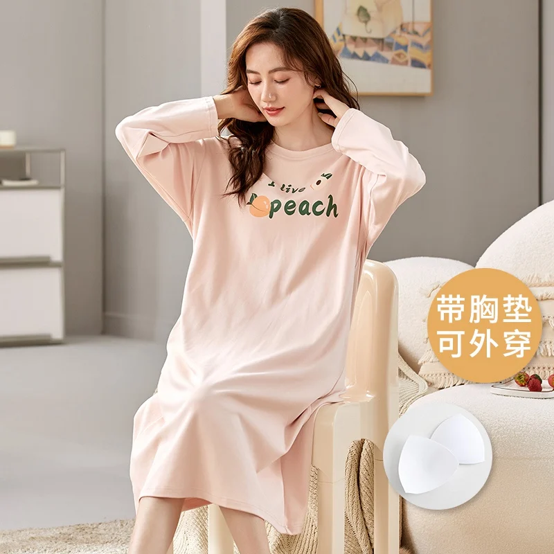 2023 Nové Jeseň Plus Veľkosť Bavlna, Dlhý Rukáv Nightgowns pre Ženy kórejský Voľné Sleepwear Noc Šaty Nightdress Domov Šaty Nighty