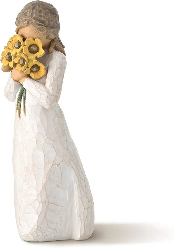 Ručne maľované živice stojí bábika dekoratívne sochy domov vŕby kvitnú kytice figúrka plavidlá predstavujú