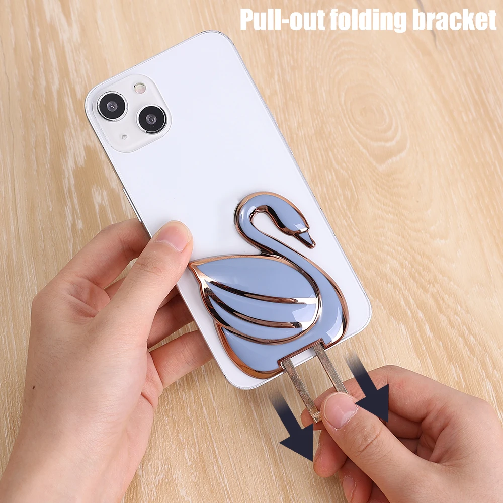 Skladacia 3D Swan Prst Držiak na Mobilný Telefón Stojan Univerzálny Mobilný Telefón Stolový Stojan Pre iPhone Samsung Xiao Redmi Držiteľov