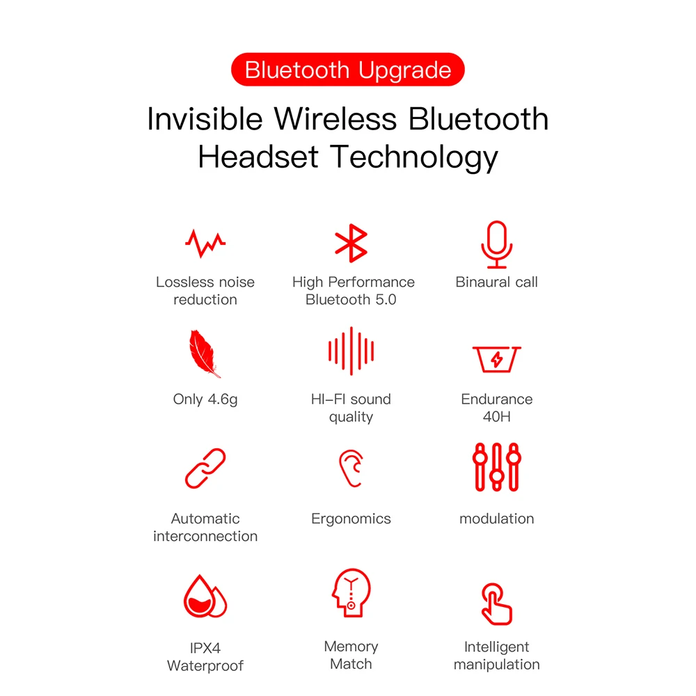TWS E6S Bezdrôtové Bluetooth-kompatibilný Headset s Mikrofónom Slúchadlá Bezdrôtové Slúchadlá in-Ear Stereo Redukcia Šumu Slúchadlá