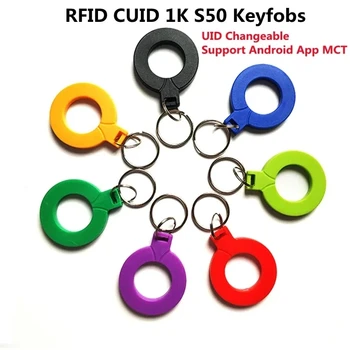 5 ks Nové 13.5 MHZ CUID Premenlivé MF S50 1K IC UID Zapisovať Kľúče Kopírovať Blok 0 14443A Keyfobs Token Značky NFC Klon