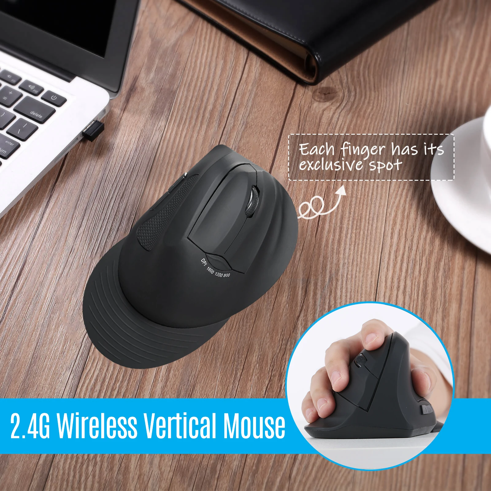 2.4 G Bezdrôtová Optická Myš Vertikálne Myši 6 Kľúče, Ergonomické Kancelárske Myší s 1600 DPI Mouses pre PC, Notebook