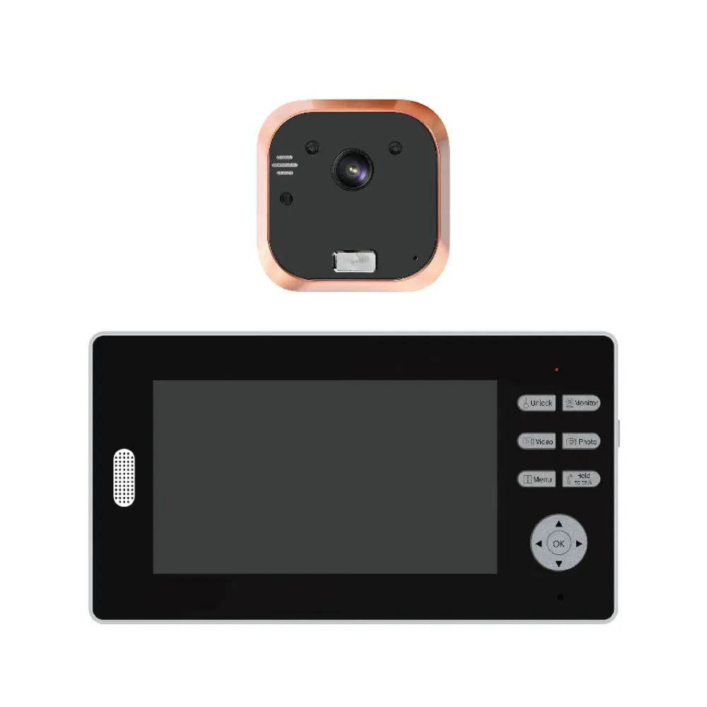 2.4 G bezdrôtový video peephole viewer 720P kamera, 7-Palcový vnútorný monitor smart zvonil zvonček Digitálny Komunikačný Systém Zvonček