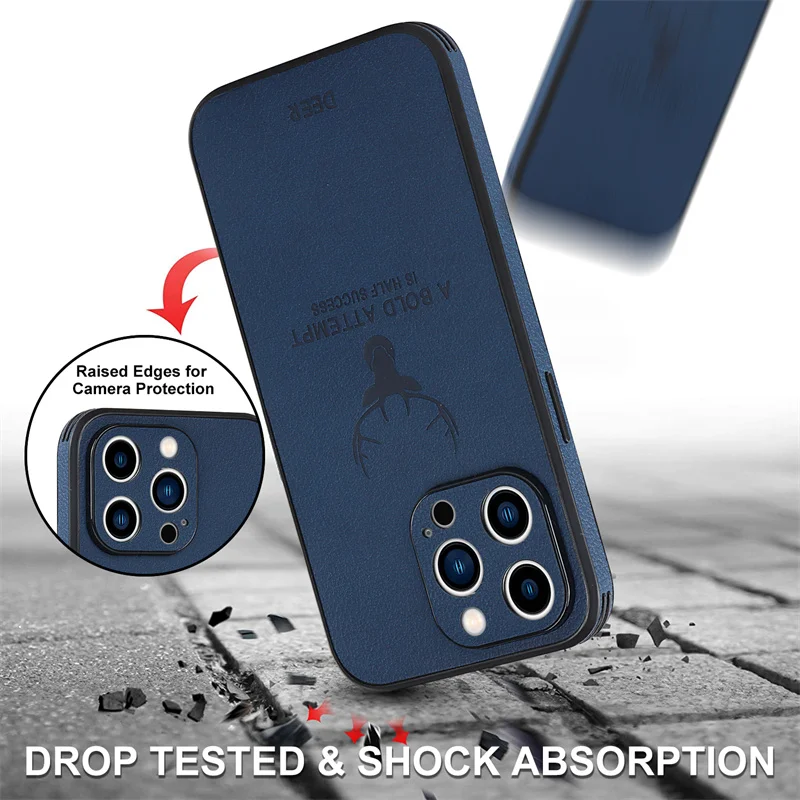 Luxusné Kožené Jeleň Textúru Mäkkého Slicone Telefón puzdro Pre iPhone 14 13 12 Pro XS Max Mini X XR SE 2 7 8 Plus ochranný Kryt Objektívu
