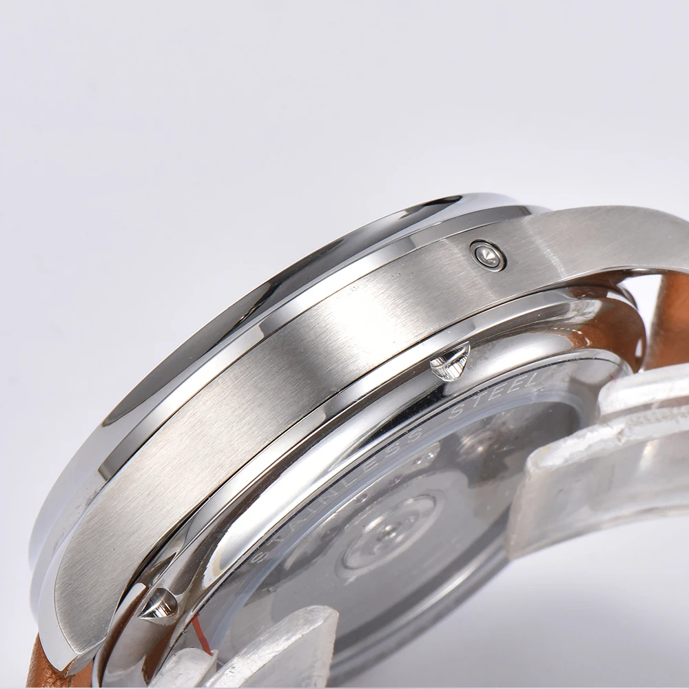Móda Parnis 43mm Bielej Automatické Vytáčanie Muži Hodinky Power Reserve Mechanické Kalendár Náramkové hodinky Top Luxusné Značky S Box Darček