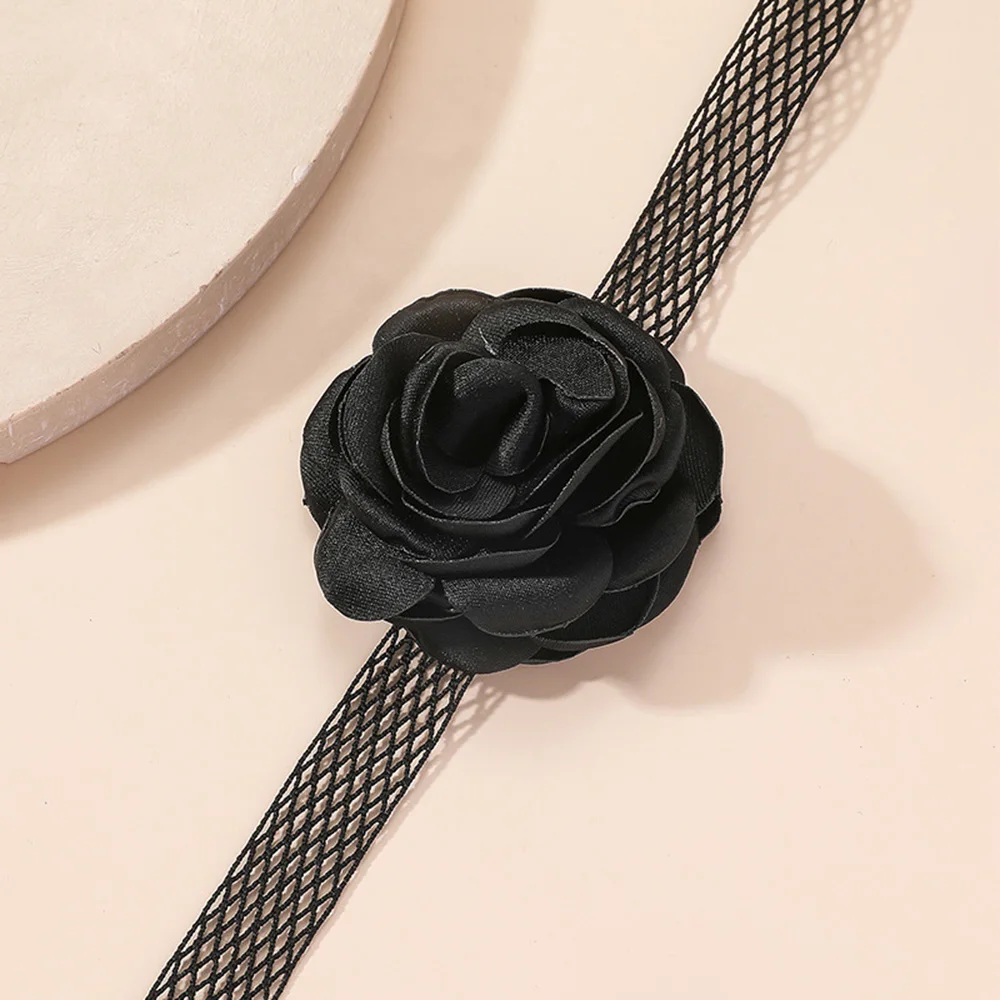 Vintage Veľké Čierne Ruže Kvet Choker Pre Ženy, Sexy Goth Krátke Clavicle Reťazec Krku Náhrdelník Šperky Svadobný Dar
