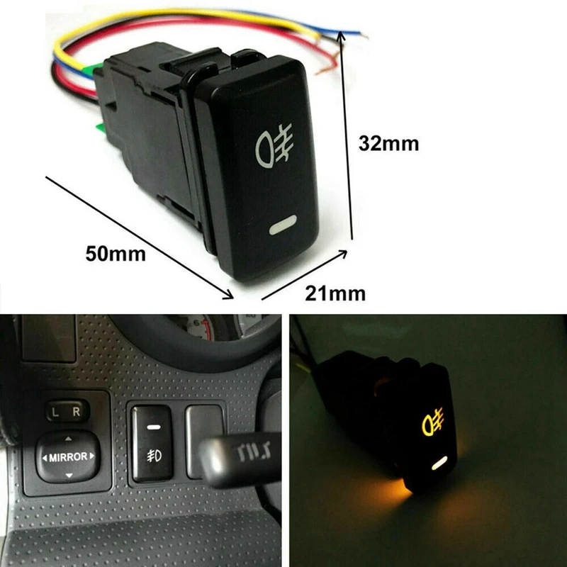 5X 4-Pól 12V Tlačidlo Prepínač S LED Pozadí Kontrolky Pre Hmlové Svetlá DRL LED Svetlo Bar(33X22mm)