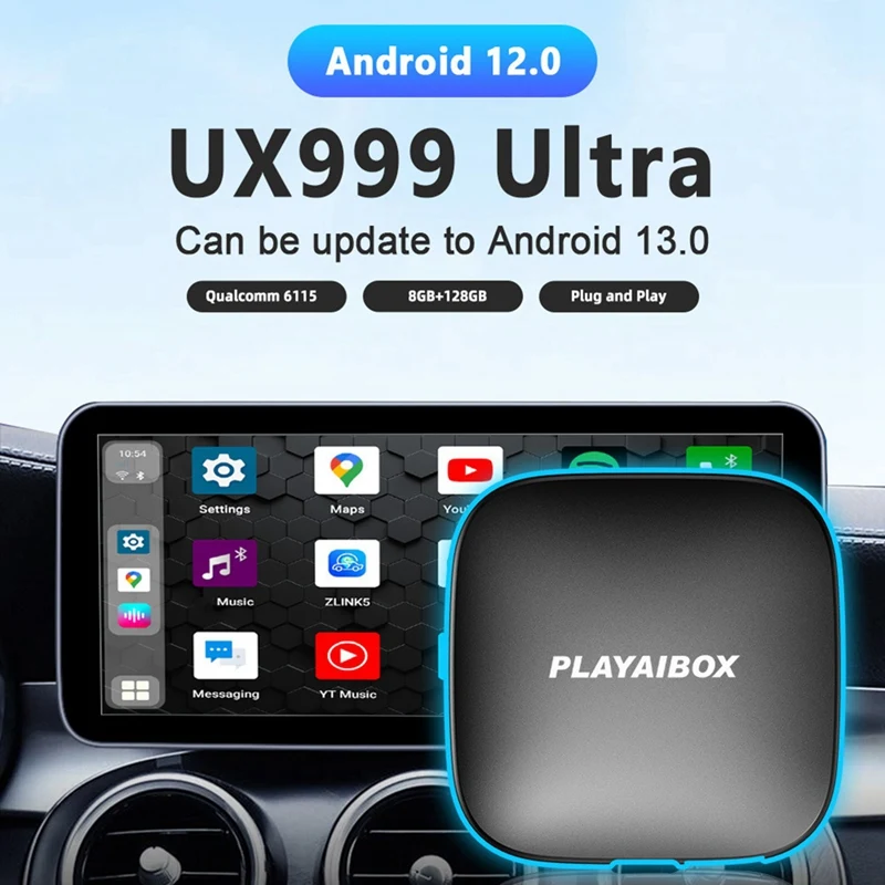 Carplay Ai Box Android 12 Bezdrôtový Systém Android Auto UX999Ultra 8GB+128 GB pre Auto s Autom Hrať