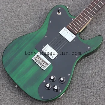 72 Deluxe Tenká Čiara, Tmavo Zelená Elektrická Gitara Humbucker Snímače, Čierny Pickguard,String Cez Telo Most