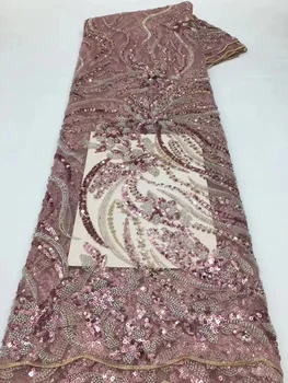 Africké Korálkové Čipky Textílie 2023 Vysoko Kvalitné Svadobné Šaty Nigérijský Tylu Oka Luxusné Strane Korálky Sequin Šijací Materiál