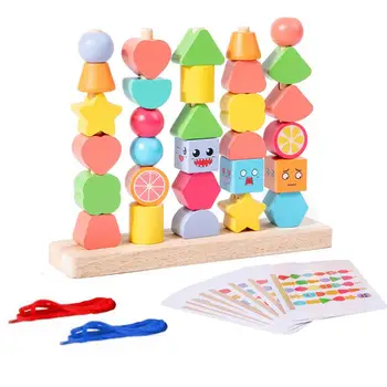 Drevený Blok, Sada pre predškolské Vzdelávanie Kognitívne Hračky pre malé Deti, Drevené Geometrického Tvaru Stavebných Blokov