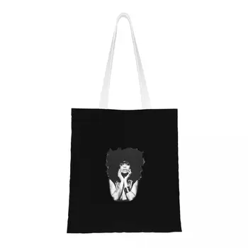 Erykah Badu Nákupné tašky plátno na tote bag nákupné tašky skladacia opakovane Ženy Ramenný Módne Tote Cestovné Kabelka