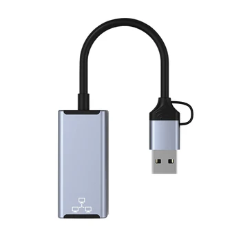 Ethernet Sieťový Adaptér Portable Network Karty, USB, Ethernet Adaptér Plug and Play pre Telefón/Tablet/Notebook s USB C/USB A