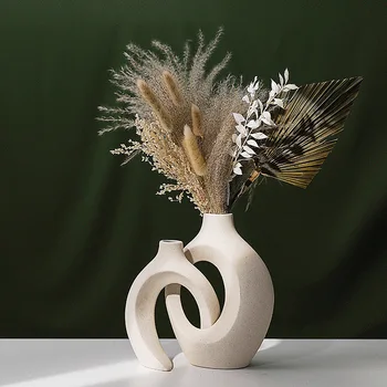 Európska Keramická Váza Zmes Iny Vietor Tvorivé Biela Jednoduché Vysoký Zmysel Pre Domáce Dekorácie, Ozdoby, Vázy Dekor