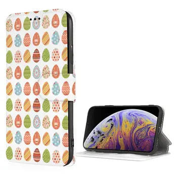 Farebné Veľkonočné Vajíčko iPhone SE iPhone 7/8 Peňaženky Prípade Držiteľa Karty, Premium PU Kožené Odolné Shockproof Kryt 4.7 Inch