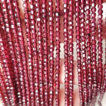Garnet RED námestie tvárou 2,5 mm prírody na výrobu šperkov náhrdelník 32 cm FPPJ veľkoobchod