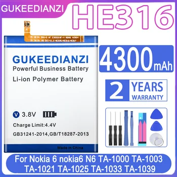GUKEEDIANZI Batérie 4300Mah pre Nokia 6 Nokia6 TA-1000 TA-1003 TA-1021 TA-1025 TA-1033 TA-1039 HE316 HE317 HE335 Batérie