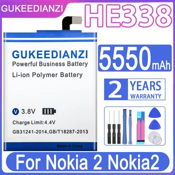 GUKEEDIANZI HE338 ON 338 5550mAh Batérie Pre Nokia 2 Nokia2 Batérie Bateria + Bezplatné Nástroje