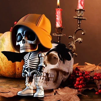 Halloween Mini Socha Roztomilý Kostra Bábika Figúrky s Pekný Oblečenie Craft Obývacia Izba Scény, Dekorácie, Party Decor