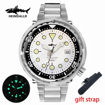 HEIMDALLR Tuniaka Mužov Náramkové hodinky 200m Nové Potápačské Hodinky Automatické Nerezové Sapphire Crystal NH35 Muži Mechanické Hodinky C3 Svetelný