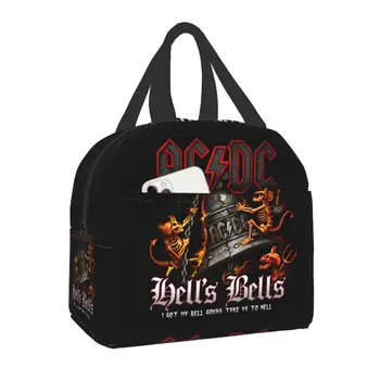 Hells Bells AC DC Obed Taška Muži Ženy Chladnejšie Tepelne Izolované Obed Box pre Deti, Škola, Vonkajší Cestovné Piknik Jedlo Tašky
